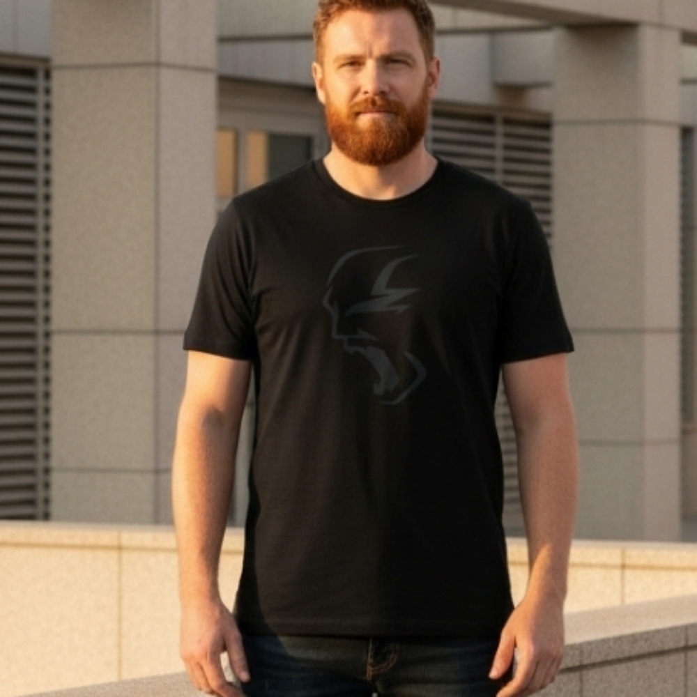 Dodge Hell Cat Graphic T-shirt Black with Silver Metallic Logo Size Large 🆕 - Picture 1 of 9
